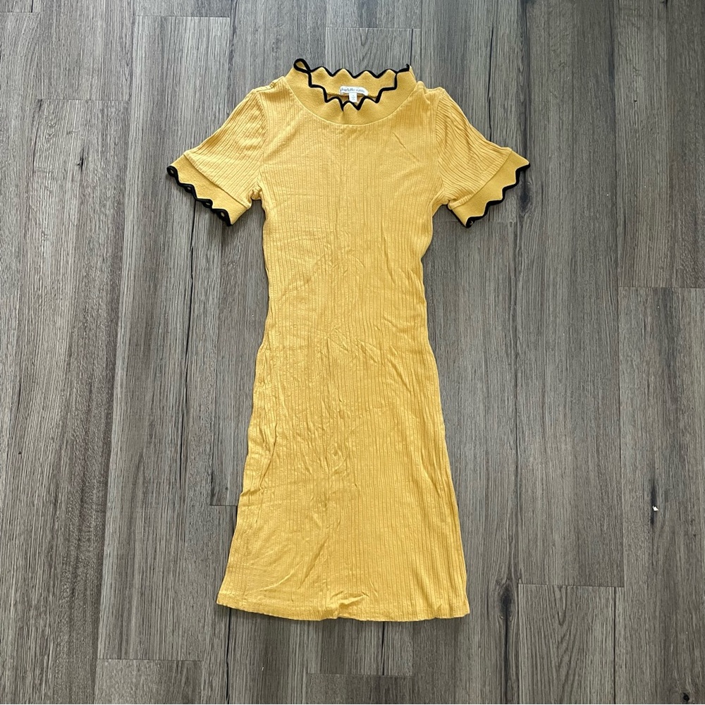 Yellow Ribbed Bodycon Dress